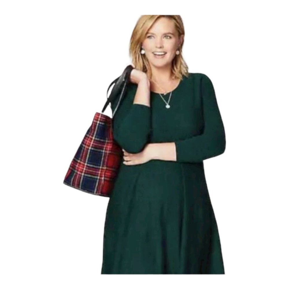 J. Jill Evergreen L/S Scoop Neck Tiered A-Line Sweater Dress - L - NWT